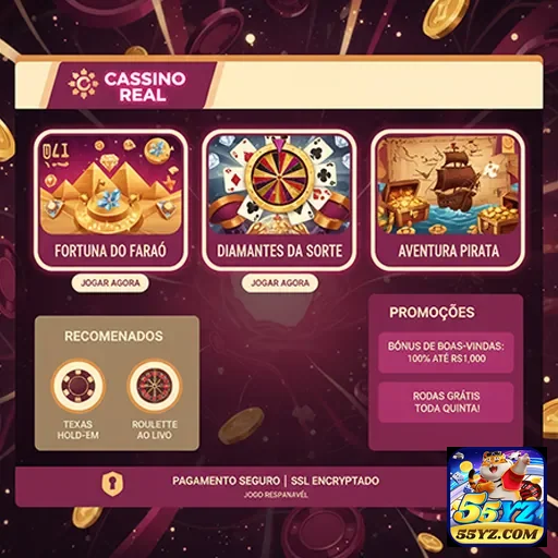 Imagem de jogos VIP no cassino Real do site 55yz, destacando uma experiência luxuosa e exclusiva.