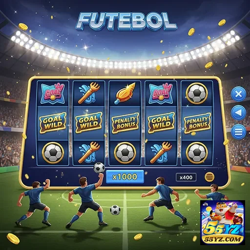 Imagem de um jogo de futebol em slot no site 55yz, com gráficos vibrantes e tema esportivo emocionante.